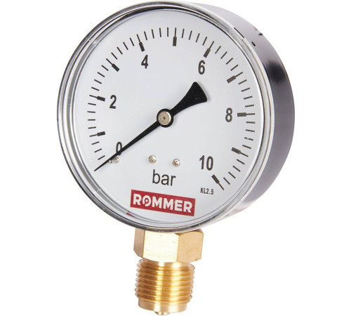 Манометр радиальный ROMMER 80 мм 1/2 10 бар RIM-0010-801015