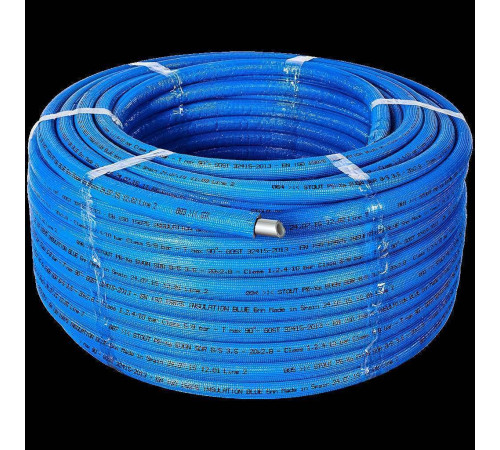 Труба из сшитого полиэтилена STOUT PEX-a 20x2.8 мм в синей теплоизоляции бухта 100 м SPI-0004-002028