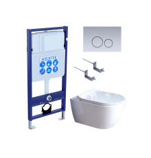Комплект инсталляции 4 в 1 Aquatek Поларис (рама Standard, унитаз AQ0700-01, сиденье soft-close, панель KDI-0000019) ПОЛАРИС-01-019