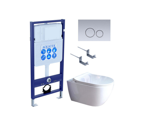 Комплект инсталляции 4 в 1 Aquatek Поларис (рама Standard, унитаз AQ0700-01, сиденье soft-close, панель KDI-0000019) ПОЛАРИС-01-019