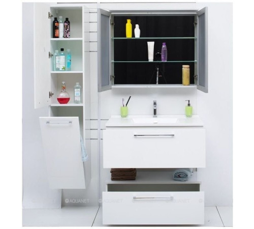 Пенал De Aqua Тока 1s L с бельевой корзиной белый 1700х300 мм 00167358