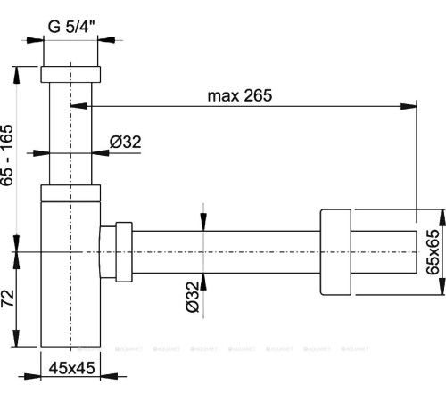 Сифон для умывальника AlcaPlast A401 Design 32 мм квадратный A401