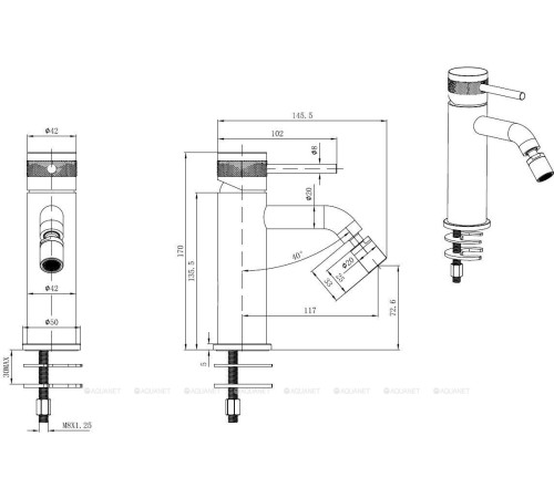 Смеситель для биде Allen Brau Priority 3.0 черный/золото 5.31A04-31GB