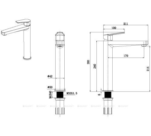 Смеситель для умывальника высокий Allen Brau ECLIPSE с донным клапаном черный матовый 5.E1002-31