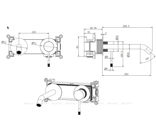 Смеситель для умывальника Allen Brau Priority 4.0 встраиваемый круглый черный матовый 5.31C03-31