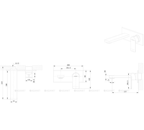 Смеситель для раковины встраиваемый Bravat черный P8369402BW-ENG