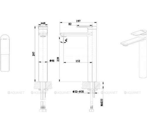 Смеситель для умывальника высокий Bravat Eddie F1369402CP-A-RUS