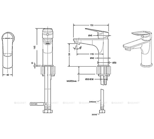 Смеситель для умывальника Bravat Rhein хром F1429564CP-9-ENG