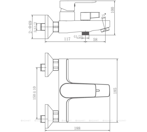Смеситель для ванны Haiba оружейная сталь HB60719-3