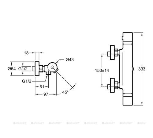Смеситель для ванны термостатический Jacob Delafon Rivoli хром E24325-CP