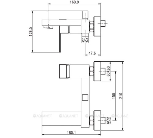 Смеситель для ванны Aquanet Blanco короткий излив картридж 35 мм белый AF420-20W