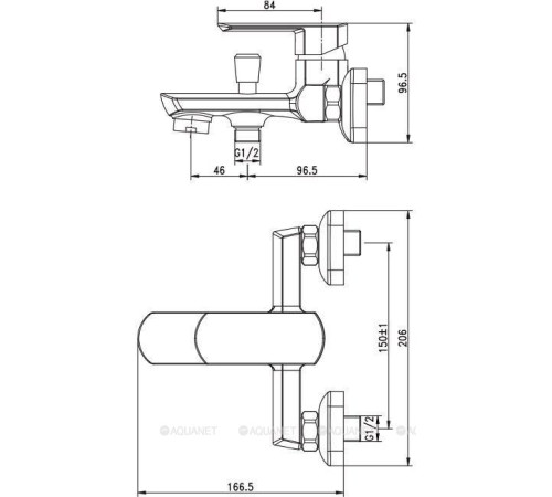 Смеситель для ванны Aquanet Cinetic хром AF120-20C