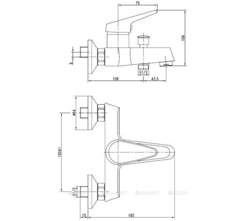 Смеситель для ванны Aquanet Round Handle с коротким изливом хром SD90701