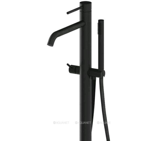 Смеситель для ванны напольный Paffoni LIGHT с ручным душем и шлангом черный матовый LIG032NO