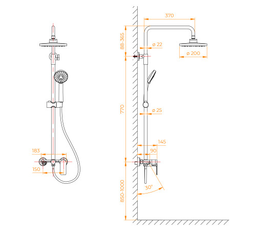 Душевая стойка RGW Shower Panels SP-26B черный 59140126-04