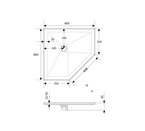 Душевой поддон трапеция RGW Stone Tray ST/T-W 800x800 мм белый 16155088-01