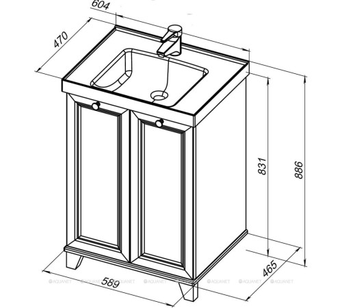 Тумба под раковину Aquanet Amelie 60 белый матовый 00261989