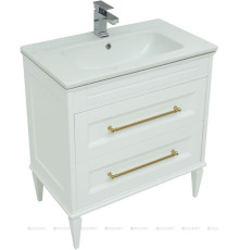 Тумба под раковину Aquanet Бостон М 80 белый матовый ручки золото 00243782