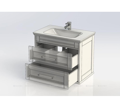 Тумба под раковину Aquanet Бостон М 80 белый матовый ручки золото 00243782
