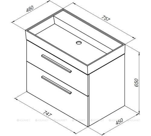 Тумба под раковину Aquanet Nova 75 2 ящика дуб рошелье 00242260
