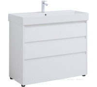 Тумба под раковину Aquanet Nova Lite 100 3 ящика Slim Synergy белый глянец 00302478