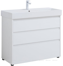 Тумба под раковину Aquanet Nova Lite 100 3 ящика Slim Synergy белый глянец 00302478