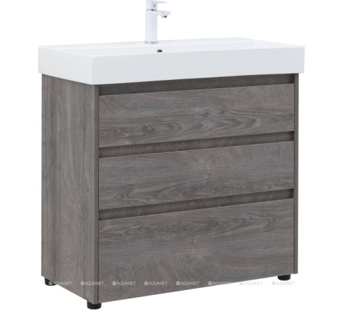 Тумба под раковину Aquanet Nova Lite 85 3 ящика дуб рошелье Slim Synergy 00302476