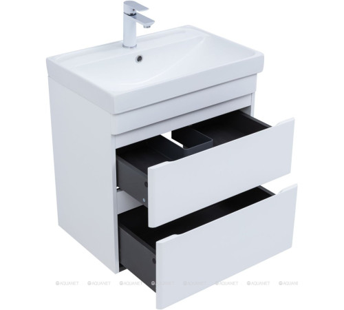 Тумба под раковину подвесная Aquanet Слим 60 2 ящика белый сатин 00346047