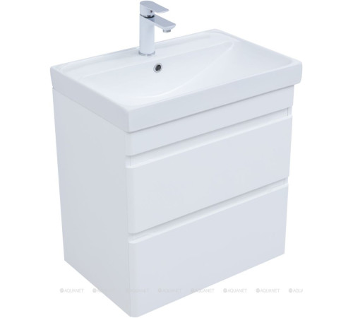 Тумба под раковину подвесная Aquanet Слим 60 2 ящика белый сатин 00346047