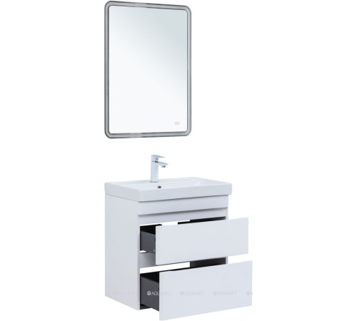 Тумба под раковину подвесная Aquanet Слим 60 2 ящика белый сатин 00346047