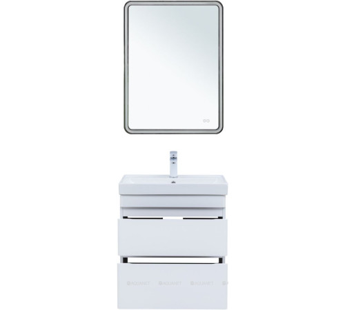 Тумба под раковину подвесная Aquanet Слим 60 2 ящика белый сатин 00346047
