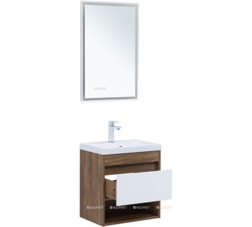Тумба под раковину Aquanet Тренд 50 дуб рустикальный/белый сатин 00345116