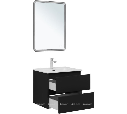 Тумба под раковину Aquanet Вега 2.0 60 2 ящика черный 00337953
