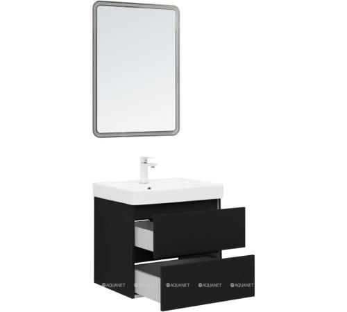 Тумба под раковину Aquanet Вега 2.0 60 2 ящика черный 00337953
