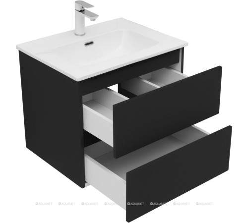 Тумба под раковину Aquanet Вега 2.0 60 2 ящика черный 00337953