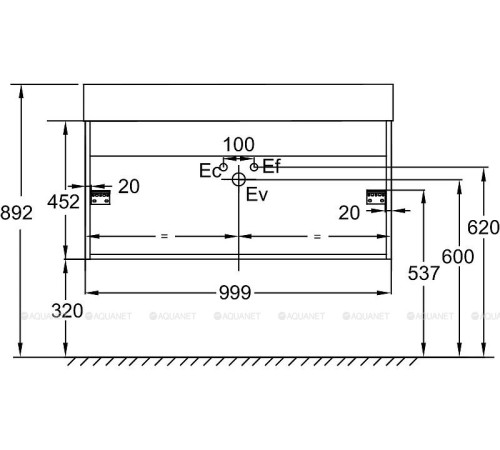 Тумба под раковину Jacob Delafon Vivienne 100 см дуб давос натуральный/черный матовый EB1668-E75-J53