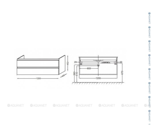 Тумба под раковину Jacob Delafon Vox 1200x460x452 мм 2 ящика Серый антрацит EB2021-RA-442