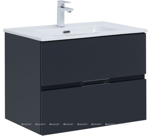 Тумба с раковиной Aquanet Алвита new 70 2 ящика антрацит 00306153