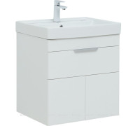 Тумба с раковиной Aquanet Ирис new 60 (Ирис Т) подвесная 1 ящик 2 фасада белый глянец 00367338
