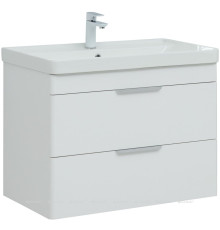 Тумба с раковиной Aquanet Ирис new 80 подвесная 2 ящика белый глянец 00312431