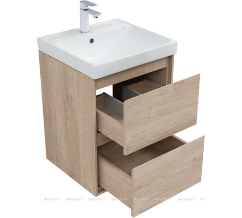 Тумба с раковиной Aquanet Милан 50 дуб светлый 00340166