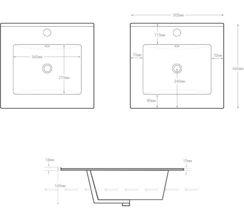 Тумба с раковиной Aquanet Милан 50 дуб светлый 00340166