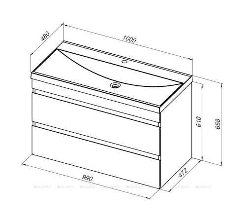 Тумба с раковиной Aquanet Нота New 100 см белый глянец 00335873