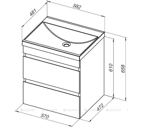 Тумба с раковиной Aquanet Нота New 58 дуб веллингтон табак 00335875