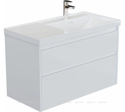Тумба с раковиной Aquanet Nova Lite 2.0 90 R 2 ящика белый глянец 00365927