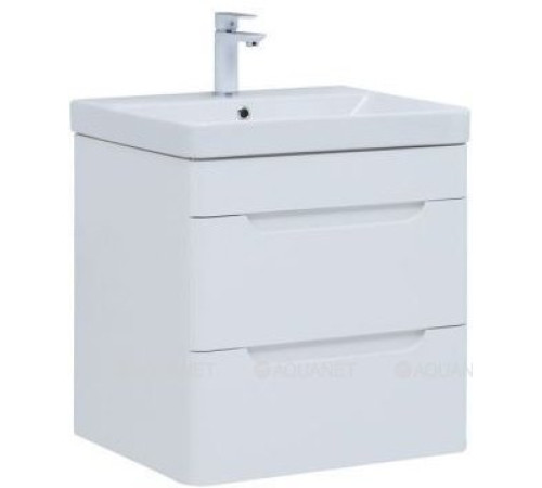 Тумба с раковиной Aquanet София 60 2 ящика белый глянец 00274194