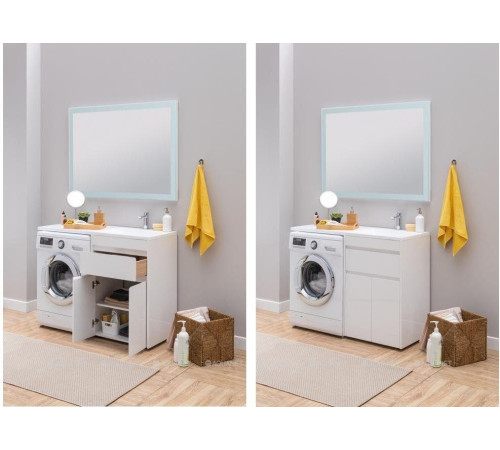 Тумба с раковиной Aquanet Токио 120 R напольная 1 ящик 2 фасада белый глянец 00239210