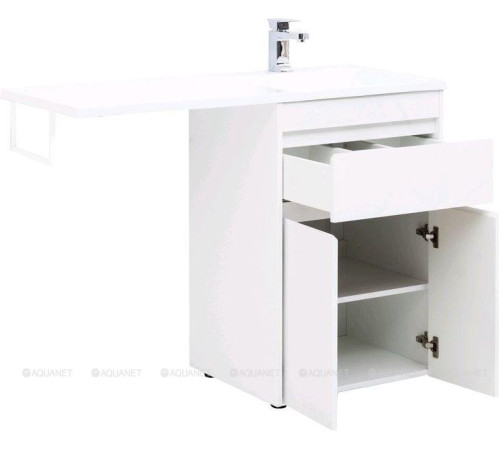 Тумба с раковиной Aquanet Токио 120 R напольная 1 ящик 2 фасада белый глянец 00239210