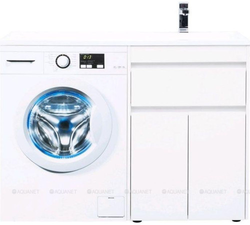 Тумба с раковиной Aquanet Токио 120 R напольная 1 ящик 2 фасада белый глянец 00239210