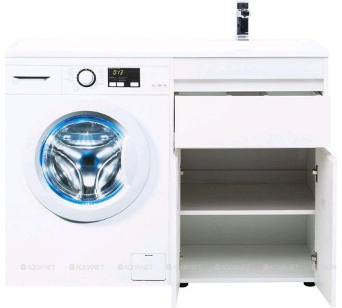 Тумба с раковиной Aquanet Токио 120 R напольная 1 ящик 2 фасада белый глянец 00239210
